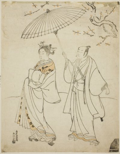 演员 Ichikawa Komazo I (左) 和 Nakamura Matsue I (右) 作者 鸟井清光一号