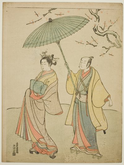 演员 Ichikawa Komazo I (左) 和 Nakamura Matsue I (右) 作者 鸟井清光一号