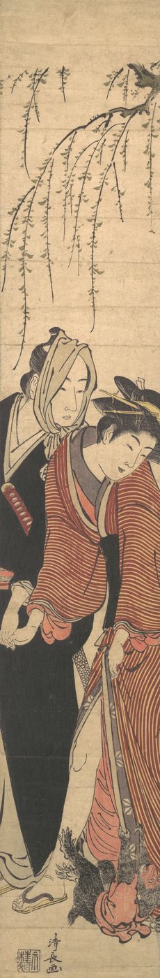 一对恋人与猴子的游戏，1780年。 作者 永永鸟居