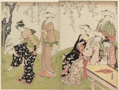 春日郊游》，选自《东方礼仪之锦》系列（Fuzoku azuma no nishiki）。 作者 永永鸟居