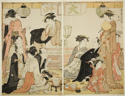 中津的艺人》，选自 "当代妓院美女集（Tosei yuri bijin awase）"系列 作者 永永鸟居