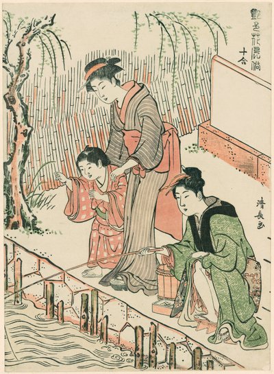 垂钓，选自 "花式十美（Enshoku hana fuzoku ju awase）"系列 作者 永永鸟居