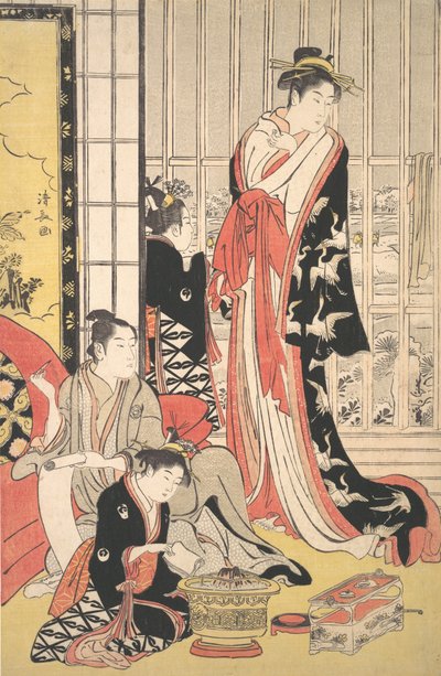 室内场景，约1788年。 作者 永永鸟居