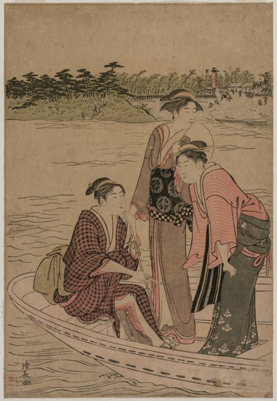 1784年，River田川上的渡轮乘客。 作者 永永鸟居