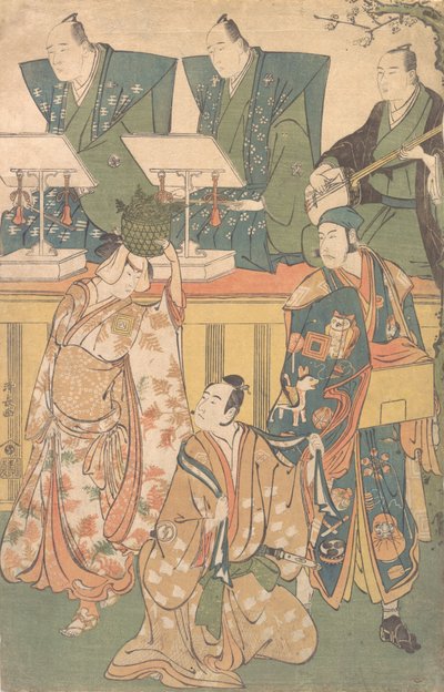 戏剧的场景，约1788年。 作者 永永鸟居
