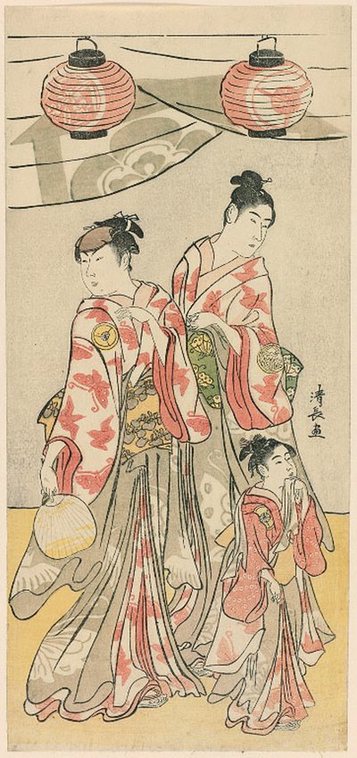 庆祝曾我兄弟神社祭祀的 11 位演员五联画中的演员山下孟菊、岩井寒四郎和岩井久米三郎 作者 永永鸟居