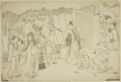 商务的第一天（Akinai hajime），选自绘本《三重黎明的色彩（Saishiki mitsu no asa）》。 作者 永永鸟居