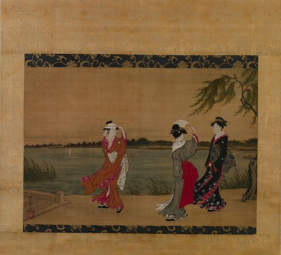 河岸上的三个女孩，19世纪初。 作者 永永鸟居