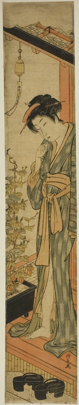 边刷牙边欣赏牵牛花的女子 作者 永永鸟居