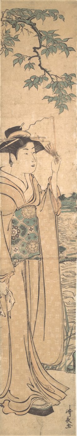 隅田河畔的持扇女子。 作者 永永鸟居