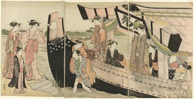 从隅田川游船上岸的妇女 作者 永永鸟居
