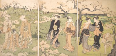 年轻的女士们在赤山观赏樱花。 作者 永永鸟居