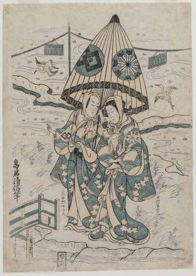 中村富三郎和中村七三郎二世饰演恋人阿格玛奇和苏格拉底 作者 鸟井清信二世