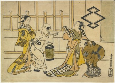 Ichikawa Danju_ro_ II，Fujimura Handayu_ II，Katsuyama Matagoro_和Sanogawa Mangiku，1719 作者 鸟居清信一世鸟居清信一世