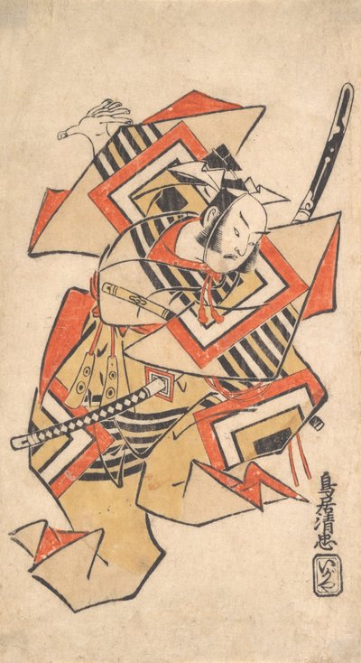 Ichikawa Danjuro II in the Scene Wait a Moment Shibaraku, 约1715年。 作者 鸟居清忠