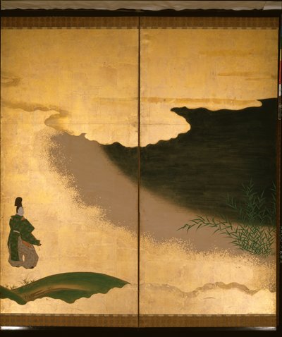 描绘伊势故事的六扇屏风 作者 土佐三冈