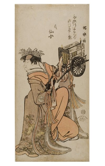 歌舞伎演员Segwa Kikunojo III扮演女性角色（onnagata），约1794-1795（纸上木版画） 作者 Toshusai Sharaku