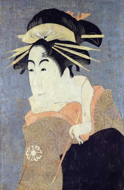 松本洋三郎在《片垣内纪晓岚》一剧中饰演歌妓 "忍"，约1794-95（木版画）（另见180628）。 作者 Toshusai Sharaku