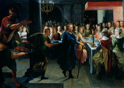 骰子在Hyante和Climene的陪伴下为Francus提供宴会，来自Pierre de Ronsard的“La Franciade”（1524-85） 作者 图森·杜布罗伊