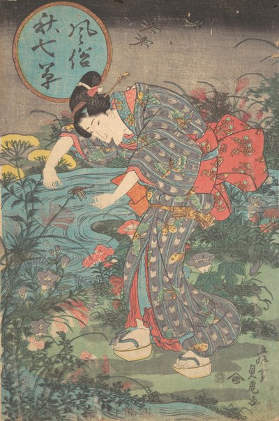 时尚的七种秋季植物 Fuzoku aki nanakusa, first hal...，19世纪上半叶。 作者 丰原贞良
