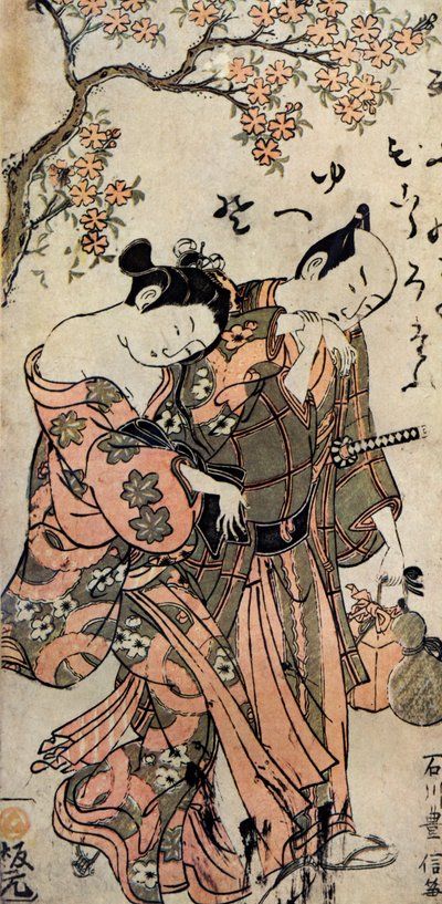 身着和服的日本男女 作者 石川丰信