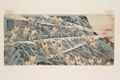 攀登骏河省的富士山，通往神社的道路（Sunsh？？宫口登山）（彩色木版画） 作者 丰田福建