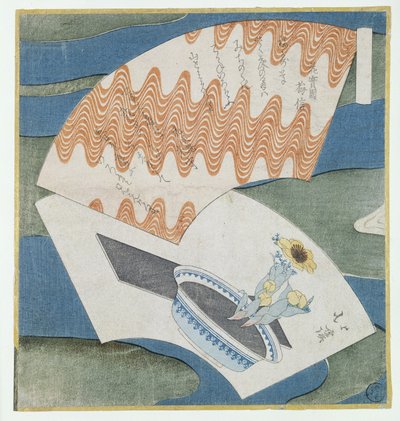漂浮在溪流上的粉丝（彩色木版画） 作者 丰田福建