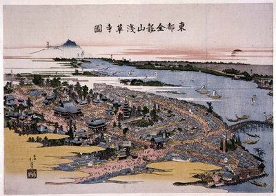东都金龙山感业寺（江户）约1820年（木版画 作者 丰田福建
