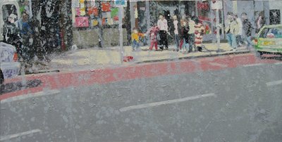 穿过马路，2003 年（布面油画） 作者 特雷弗·伯吉斯