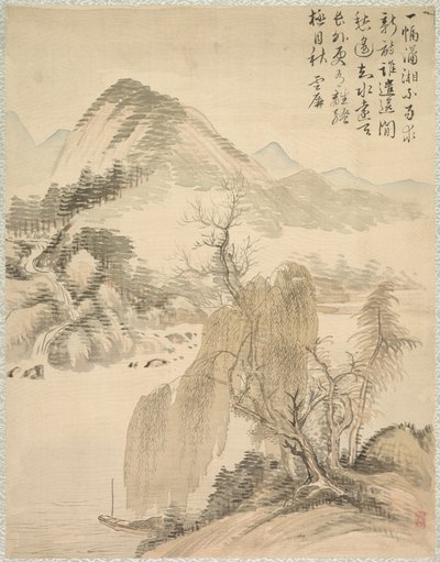 柳树和瀑布，1847年。 作者 椿金山