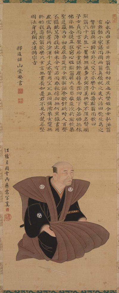 武士官员的肖像画对：平井京成，1776年。 作者 月冈Settei