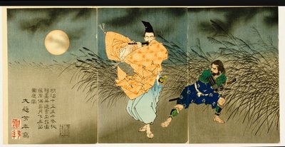 1883年的《藤原靖三奏长笛》三联画 作者 月冈义俊