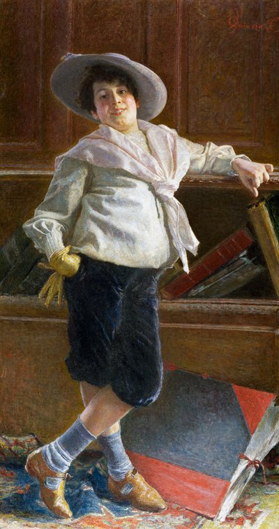 年轻人肖像，图利奥·萨尔瓦多·昆齐奥（Tullio Salvatore Quinzio，1858-1918）绘画，布面油画，80x100 厘米 作者 塔利奥·萨尔瓦托·昆齐奥（Tullio Salvatore Quinzio）