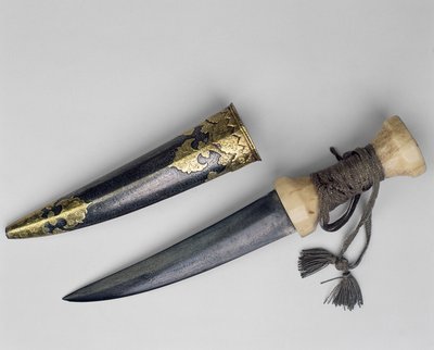 大匕首和剑鞘，可能属于海德尔·阿里（1722-82）迈索尔苏丹（大马士革铁） 作者 Turkish School