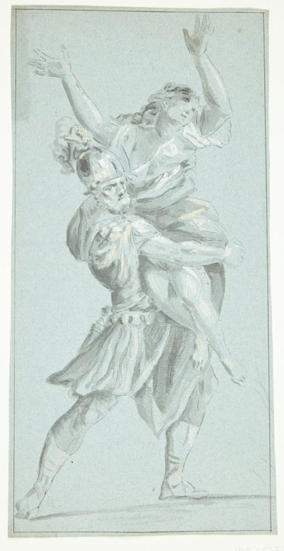 士兵背着一名妇女离开。掠夺萨宾妇女 作者 Pietro da Cortona