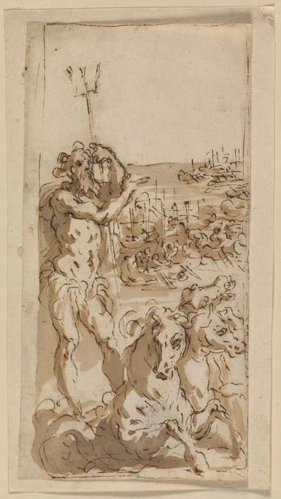 显示海战背景的海王星 作者 弗朗斯·弗洛里斯（Frans Floris）