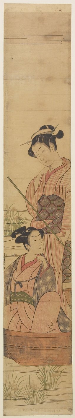 年轻夫妇在月亮下面的一条小船，c.1770-72 作者 内政