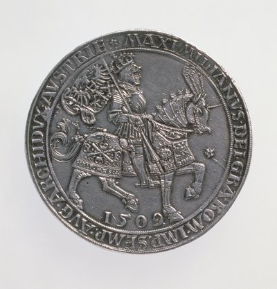 皇帝马克西米利安一世（1493-1519）的Kronungsdoppelguildiner（双guiliner），安特卫普造币厂，重新发行1509枚硬币，1517（正面）（银色）（反向查看168075） 作者 Ulrich Ursentaler