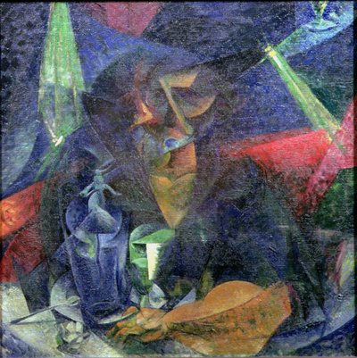 与一个女人的身影组成 作者 翁贝托·博西奥尼（Umberto Boccioni）