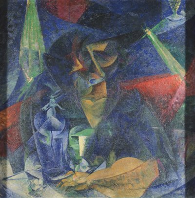 Umberto Boccioni (1882-1916) 分解餐桌上的女性形象，布面油画，86x86 厘米，约 1912 年 作者 翁贝托·博西奥尼（Umberto Boccioni）