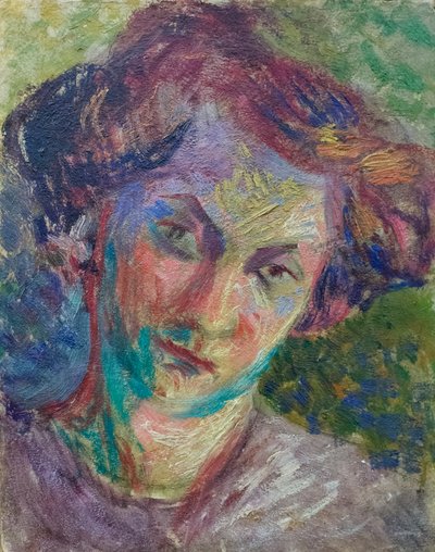 女人肖像，c.1909-10（布面油画） 作者 翁贝托·博西奥尼（Umberto Boccioni）
