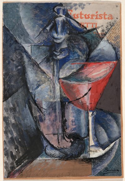 静物玻璃和虹吸管 作者 翁贝托·博西奥尼（Umberto Boccioni）