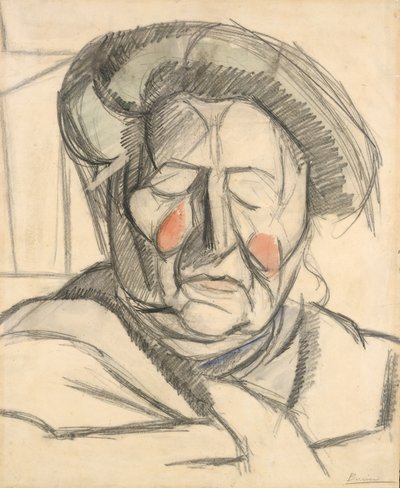 艺术家母亲，1915年（纸上的石墨和水彩画） 作者 翁贝托·博西奥尼（Umberto Boccioni）