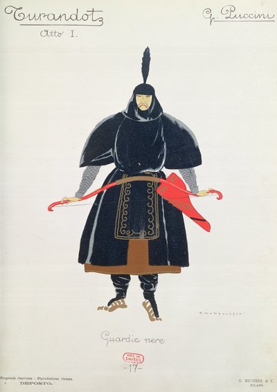 贾科莫·普契尼为《图兰朵》中的黑色卫兵设计的服装 作者 翁贝托·布鲁内莱斯基