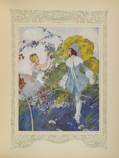他看到一个如此美丽的女孩，决定娶她，插图来自《Contes du Temps Jadis》，或《过去的故事》，第 110 页 作者 翁贝托·布鲁内莱斯基