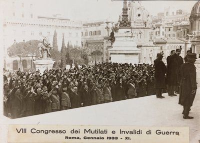 "第八届战争伤残者大会--罗马，1933年1月--11"（黑白照片）。 作者 翁贝托·帕勒斯基（Umberto Palleschi）