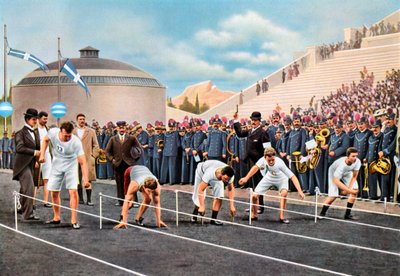 1936年在雅典奥运会上进行的100米短跑比赛 作者 不明