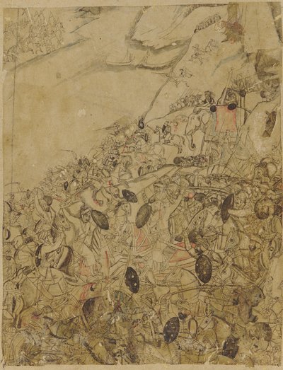 河岸上的战斗，17世纪末。 作者 不明