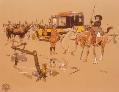 卡在牛群中的一辆贝利特汽车，1906年 作者 不明