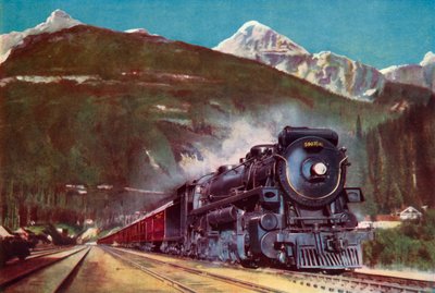洛矶山脉脚下的一位加拿大太平洋铁路巨人，1935年。 作者 不明